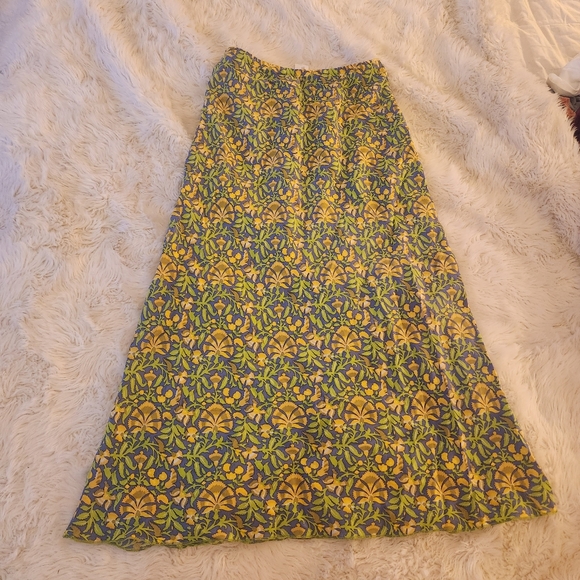 Silk Tova Celine Midi Vintage Skirt Floral Yello Size Medium  90s - Picture 8 of 11